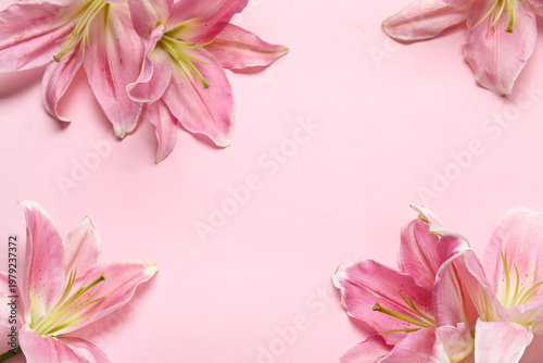 Beautiful lily flowers on p...