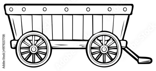 Simple Wooden Cart with Spoked Wheels and Handle