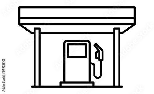 ガソリンスタンドのアイコンイラスト 給油機とノズルのイメージ