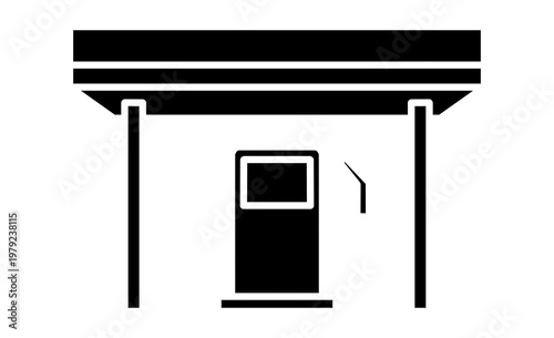 ガソリンスタンドのアイコンイラスト 給油機とノズルのイメージ