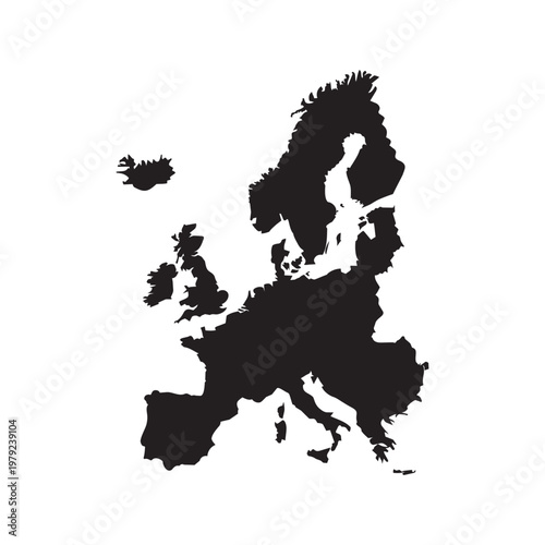 Europe map silhouette for international logistics and business trade statistics infographic