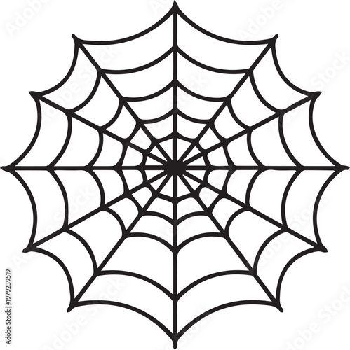 Black Outlined Icon of Spider Web