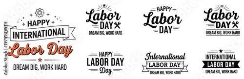 Labor day typography collection vintage and modern designs for celebrations