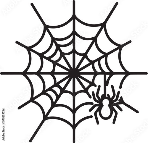 Black Outlined Icon of Spider Web