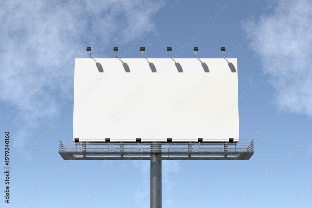Obraz premium blank billboard mockup on blue sky