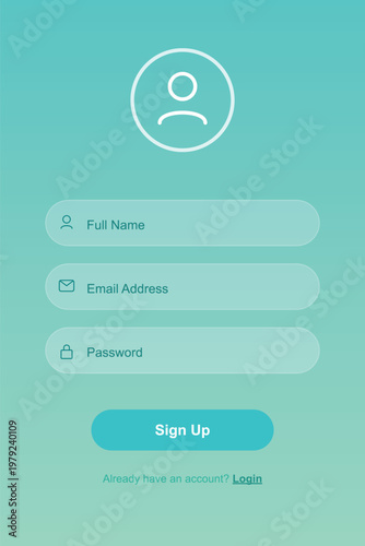 A person signing up for an account on a mobile app with a simple and clean design