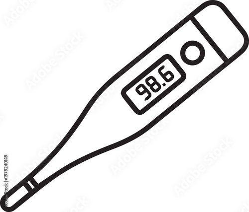 Black Outlined Icon of Thermometer