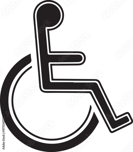 Black Outlined Icon of Wheelchair