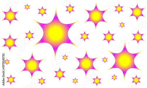 A striking vector set showcasing assorted star elements filled with glowing neon gradients. These powerful, high-contrast