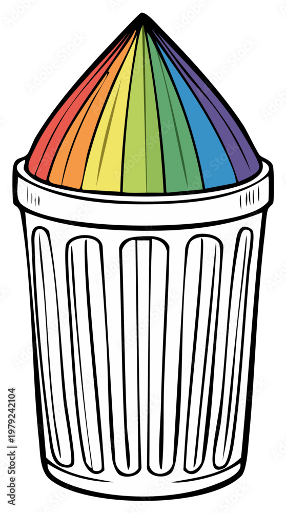 Obraz premium Colorful rainbow shave ice dessert in a cup illustration