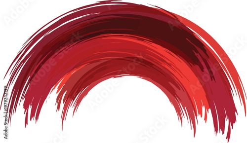 Red watercolor brush stroke arc shape with watercolor artistic handcrafted