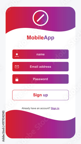 A mobile app sign up screen with a clean and modern design