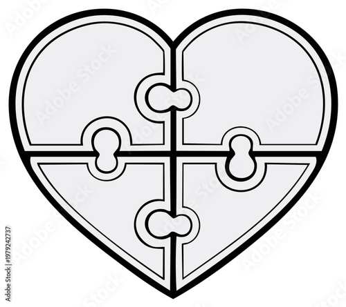 Heart Puzzle Piece Illustration, Concept of Love, Connection, and Unity