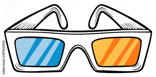 Retro 3D Glasses with Blue and Orange Lenses for Watching Movies or Shows in Theaters
