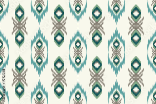 A sophisticated seamless vector pattern inspired by traditional Ikat (Mudmee) weaving. 
