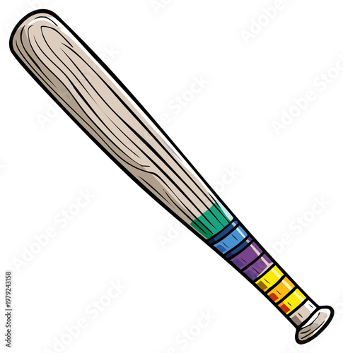 Baseball Bat Decorated With Pride Rainbow Colors Symbolizing Inclusivity and Diversity