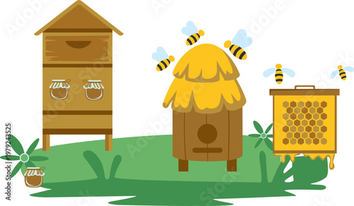 Honey Bee Farming Illustration