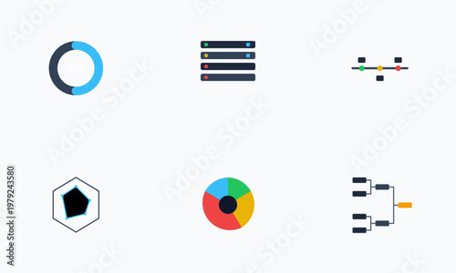Hand-drawn sports broadcasting infographic icons featuring pie charts tournament brackets radar graphs timeline data visualization for authentic illustration