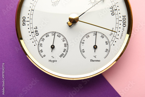 Obraz na plátne Aneroid barometer on colorful background