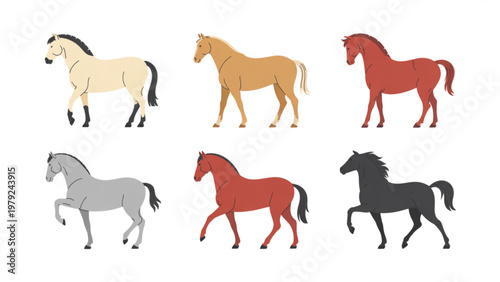 A collection of farm animals standing side by side isolated on transparent background
