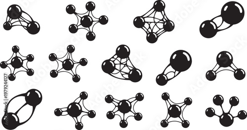 Molecular structures and chemical bonds illustration set
