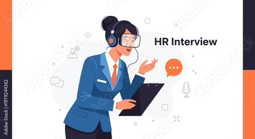 HR Interviewer Conducting Online Job Interview with Candidate via Headset