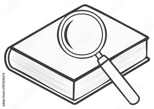 Magnifying Glass Over Closed Book Illustration