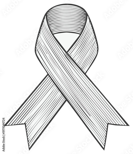 Engraved Ribbon Symbol Illustration for Awareness or Support Campaigns and Charitable Causes