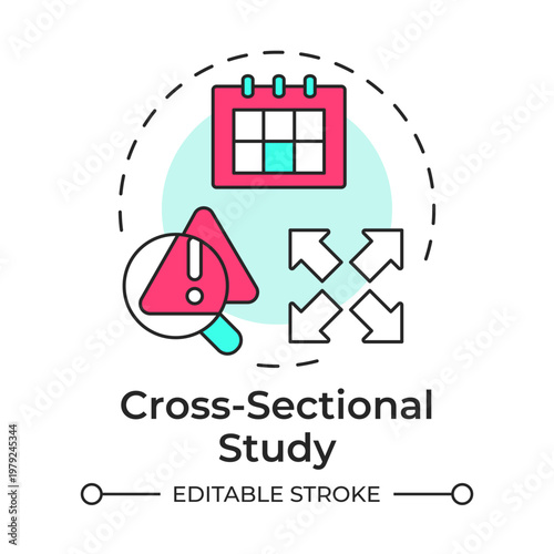 Cross sectional study multi color concept icon. Schedule planning, time management. Monthly calendar. Round shape line illustration. Abstract idea. Graphic design. Easy to use in presentation