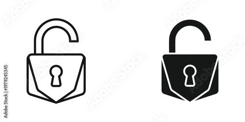 Contrast between unlocked and locked padlock icons for security representation