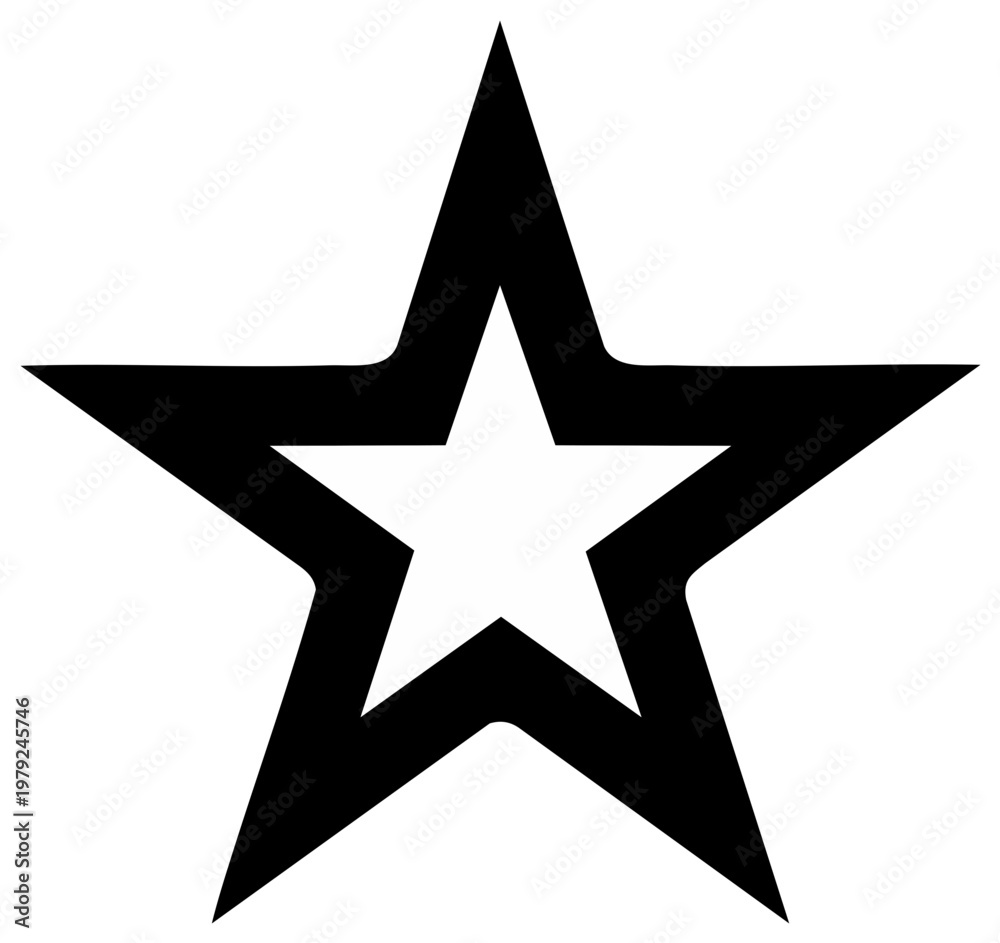 Obraz premium Bold black outline star shape with a white inner star graphic symbol