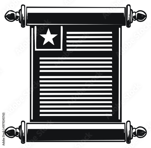 Historical Scroll Document with Star and Stripes Design Representing Law or Declaration