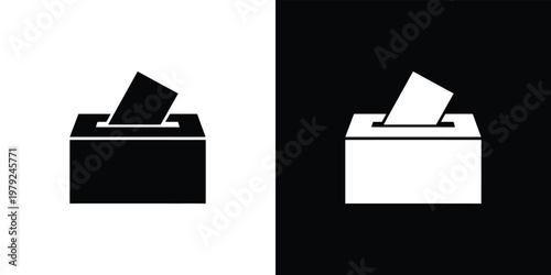 Abstract Ballot Box Design with Paper on Transparent Background