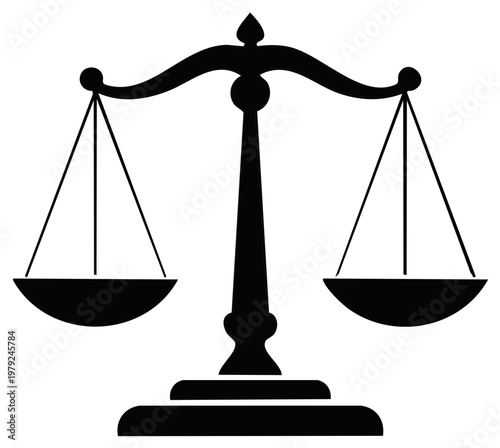 Black Silhouette of a Justice Scale Symbol on a White Background