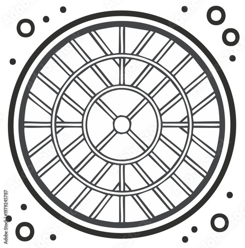 Circular Roulette Wheel Graphic with Radial Spokes and Outer Ring