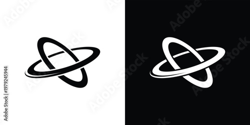 Abstract Symbol with Interlocking Circular Shapes on Contrasting Backgrounds