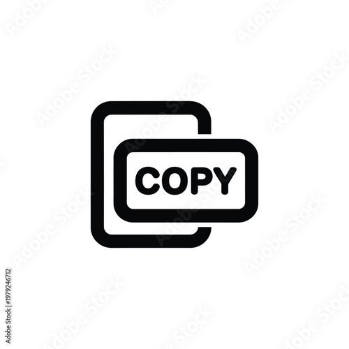 Black copy icon with transparent background and rounded square paper shape