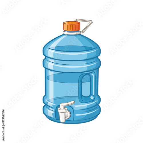 Large blue water dispenser with handle and spout for easy pouring and carrying