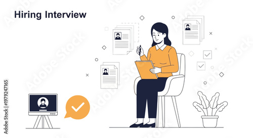 Hiring Interview: Woman Recruiter Conducting Job Interview Online with Candidate