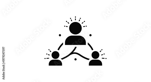A minimalist illustration depicts a parent with two children represented as simple flat shapes a silhouette high quality professional detailed