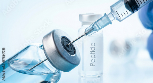 Medical Professional Drawing Peptide Solution from Glass Vial with Syringe