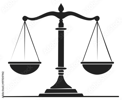Scales of Justice Monochrome Icon Depicting Balance and Legal System Symbolism Court Iconography Law Symbolism