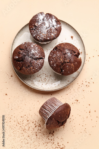 Plate with tasty chocolate ...