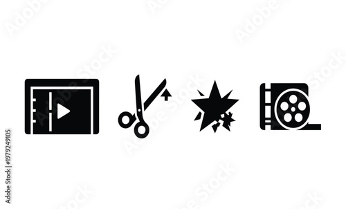 Film editing icons and symbols.