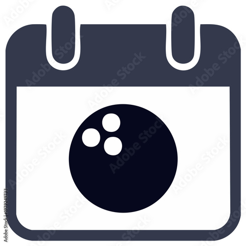 Calendar icon with a bowling ball symbol representing a scheduled bowling event or game night