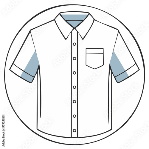 Stylized Icon of a White Short Sleeve Button Down Shirt With Pocket
