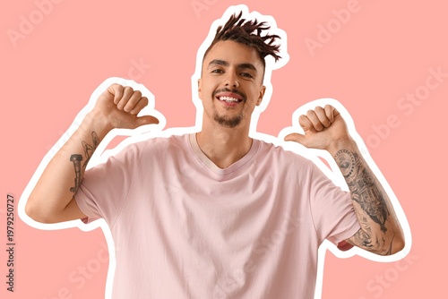 Cool tattooed young man wit...