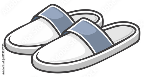 Pair of Cartoon Slippers - Soft Comfort Footwear for Relaxing at Home, Illustration