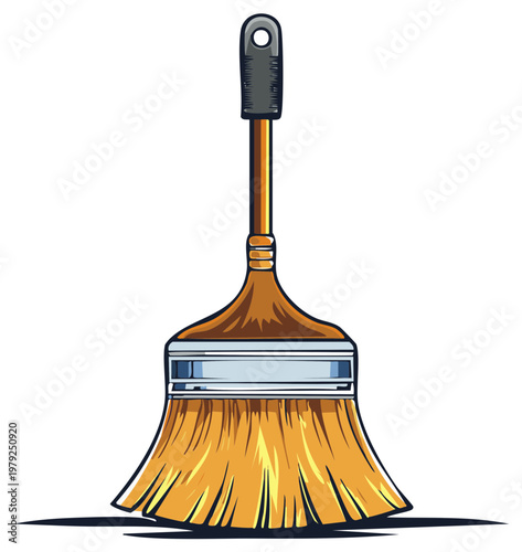 Vector illustration of a wide paintbrush tool for home improvement and decorating projects