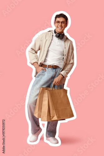 Stylish young man with shop...